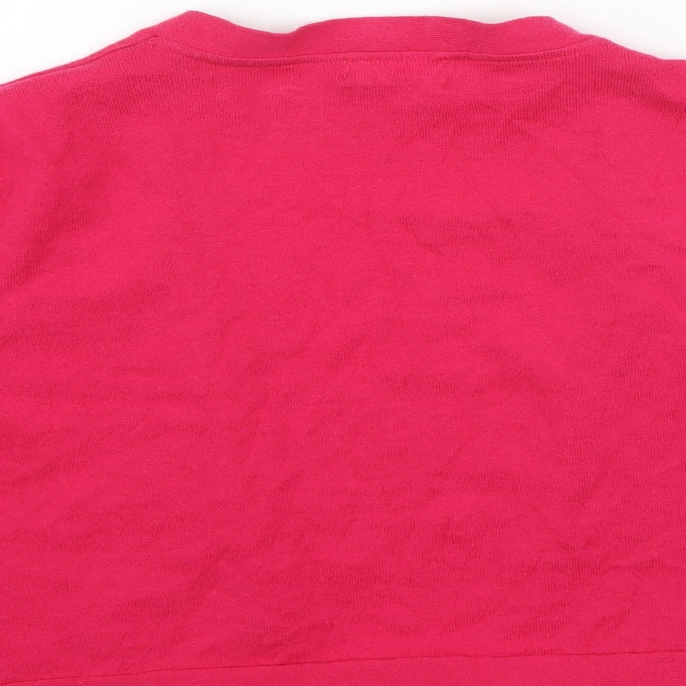 TU Womens Pink V-Neck  Cotton Cardigan Jumper Size 16