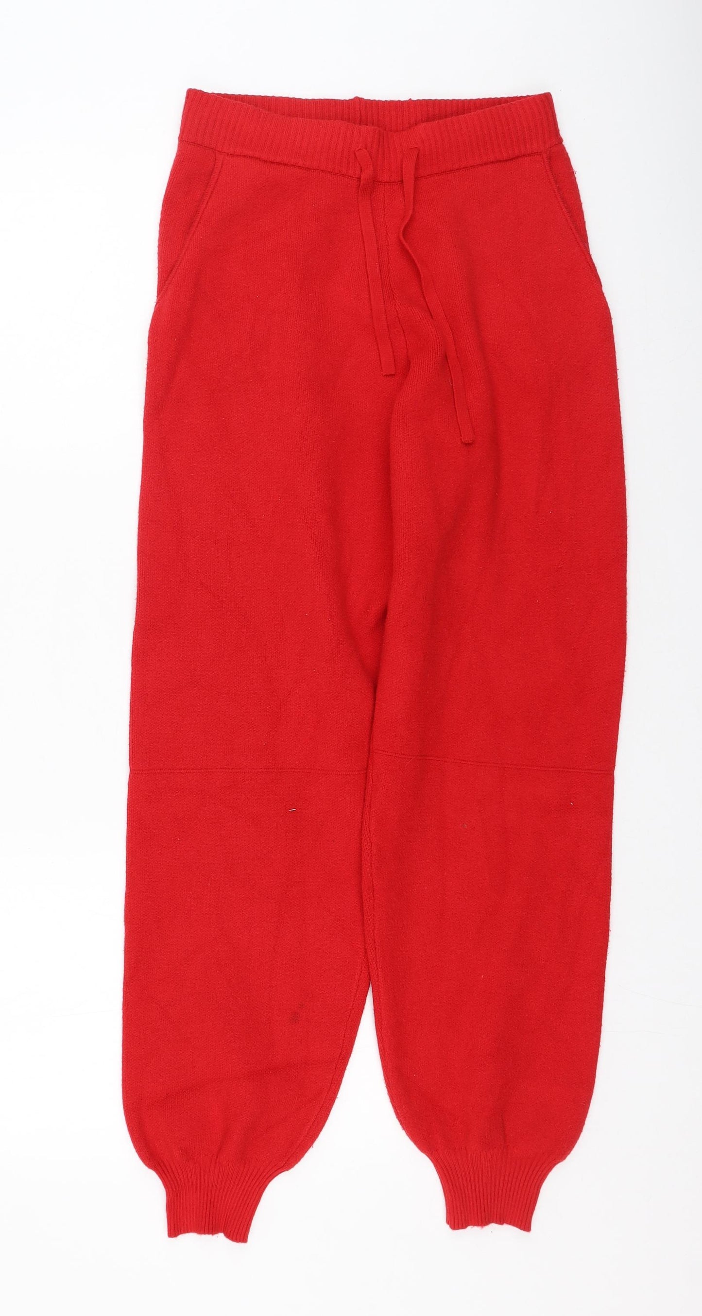 Zara Womens Red  Viscose Jogger Trousers Size S L30 in Regular