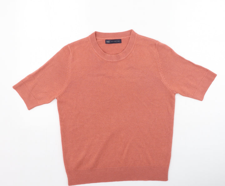 Marks and Spencer Womens Orange Round Neck  Acrylic Pullover Jumper Size 12