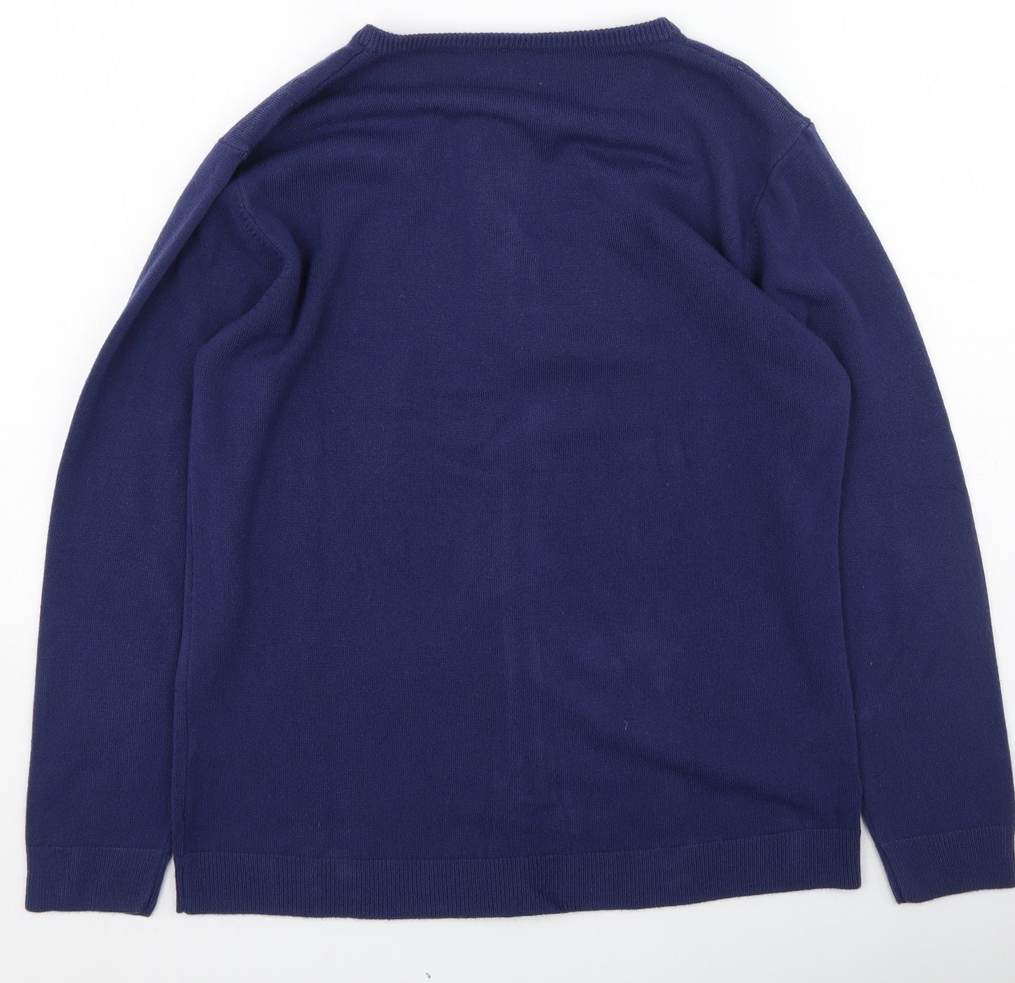 Reflect Womens Blue Round Neck  Acrylic Cardigan Jumper Size M
