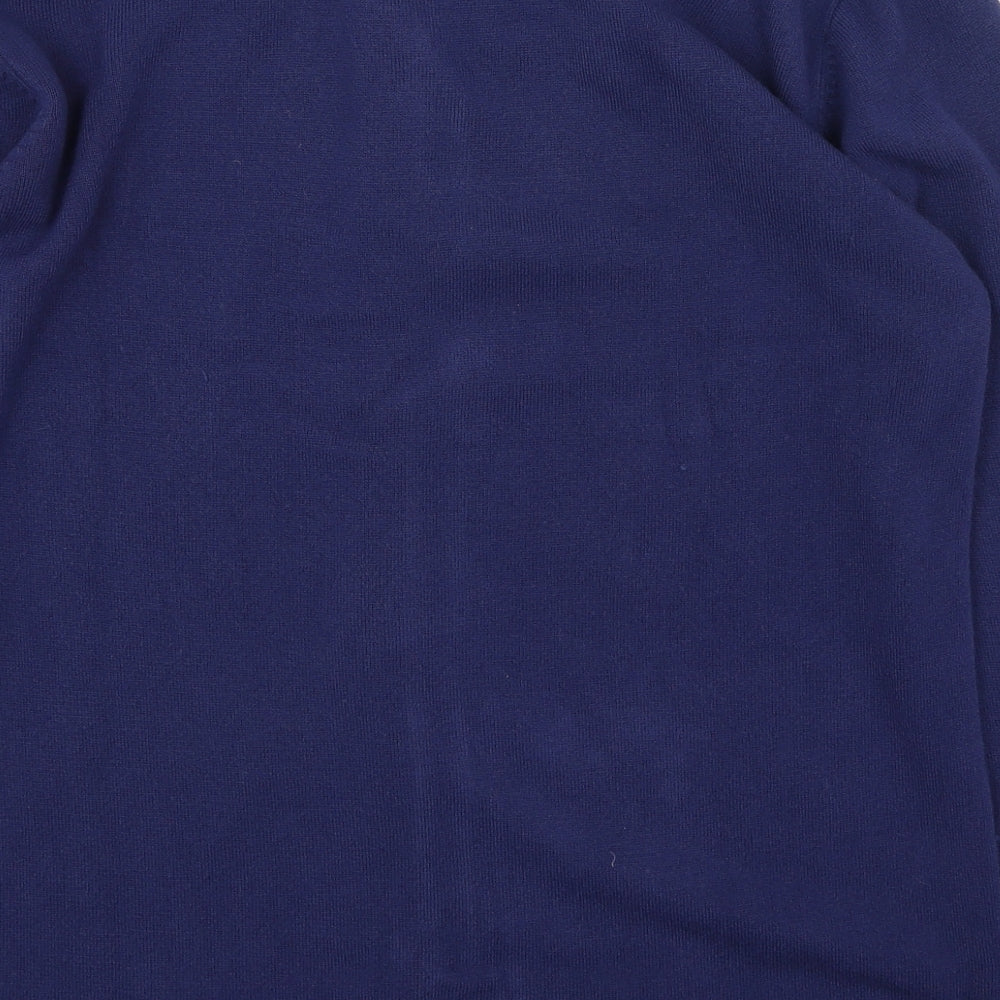 Reflect Womens Blue Round Neck  Acrylic Cardigan Jumper Size M