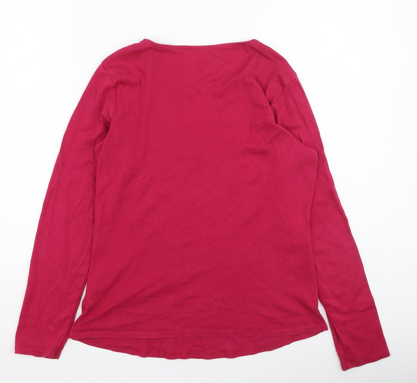 Marks and Spencer Womens Pink  Cotton Basic T-Shirt Size 14 Round Neck