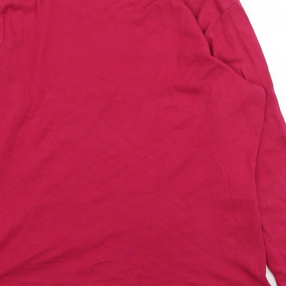 Marks and Spencer Womens Pink  Cotton Basic T-Shirt Size 14 Round Neck