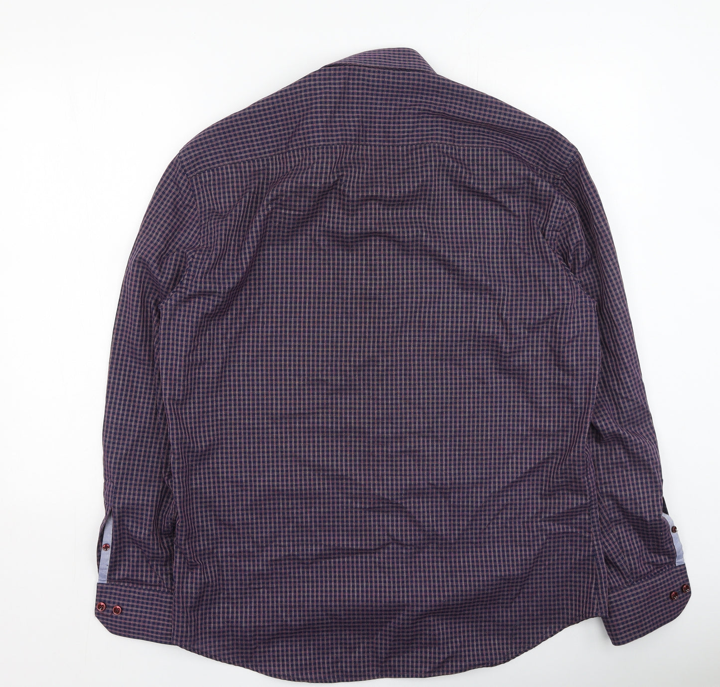 Benetti Mens Purple Plaid Cotton  Button-Up Size XL Collared