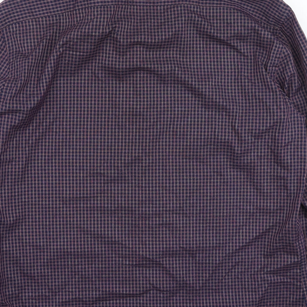 Benetti Mens Purple Plaid Cotton  Button-Up Size XL Collared