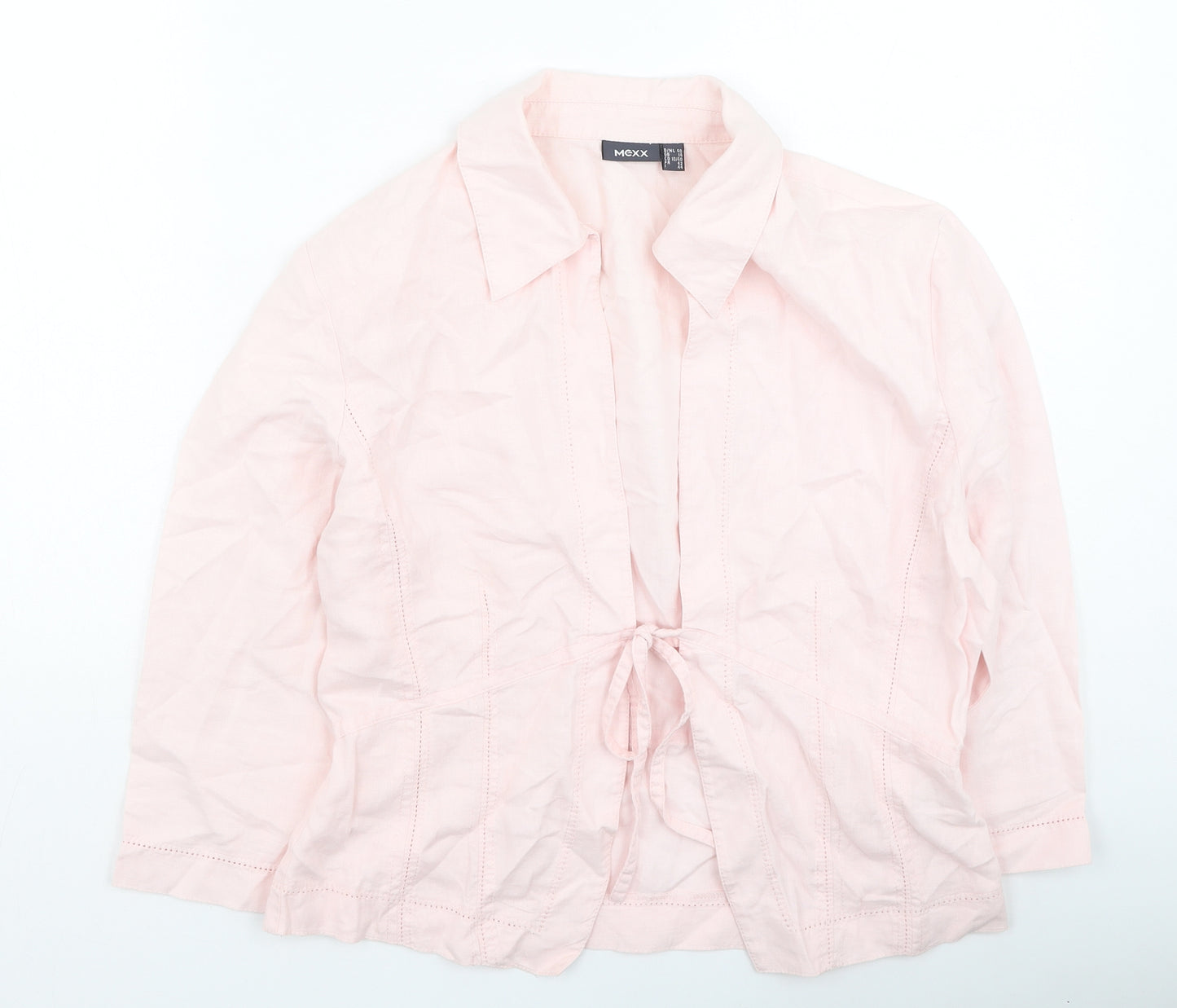 Mexx Womens Pink Collared  Linen Cardigan Jumper Size 14