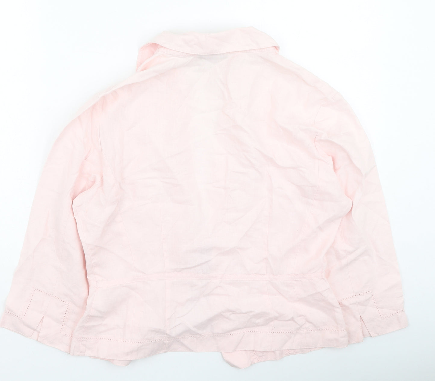 Mexx Womens Pink Collared  Linen Cardigan Jumper Size 14