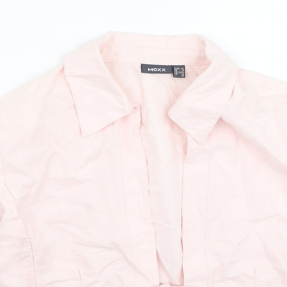 Mexx Womens Pink Collared  Linen Cardigan Jumper Size 14