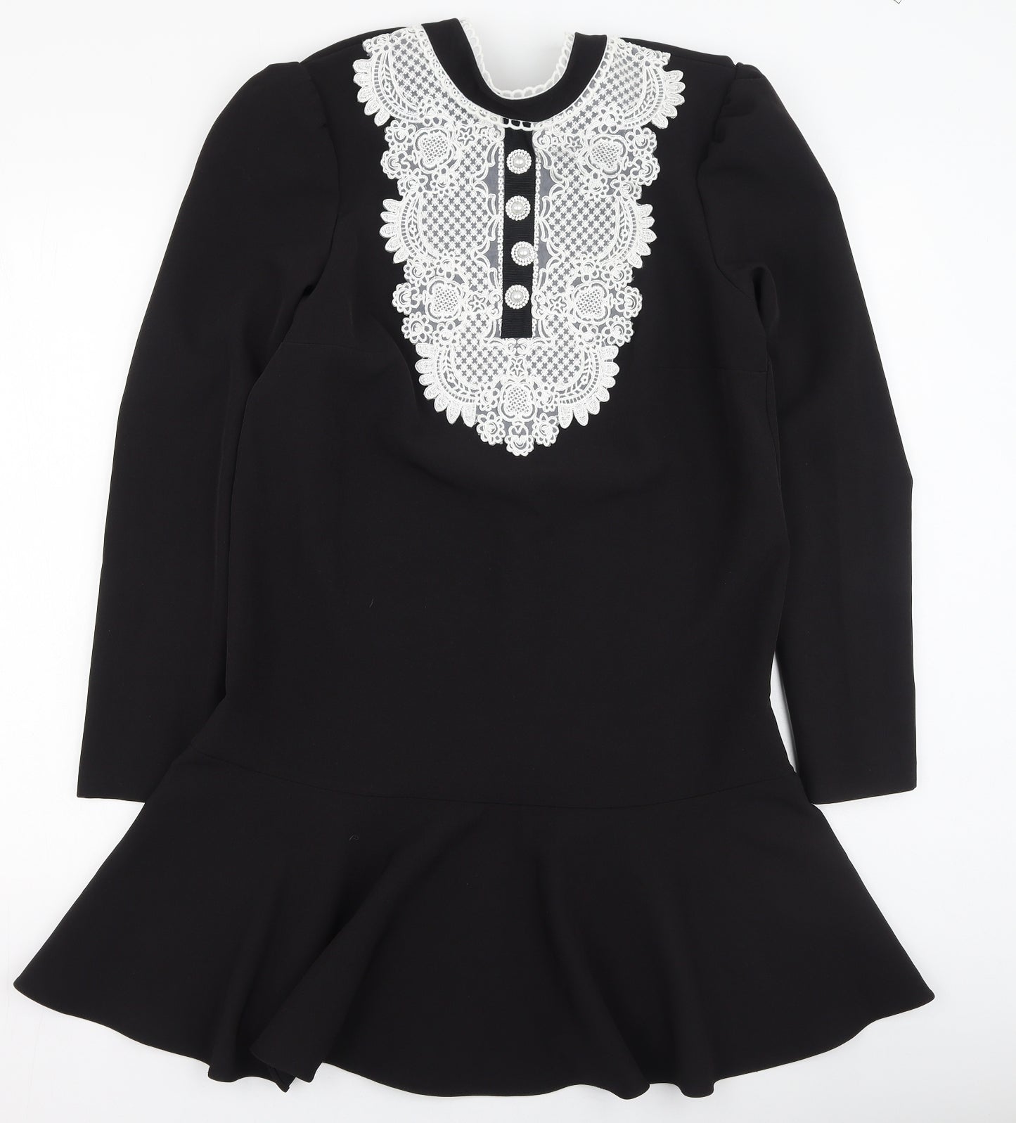 River Island  Womens Black  Polyester Fit & Flare  Size 10  High Neck