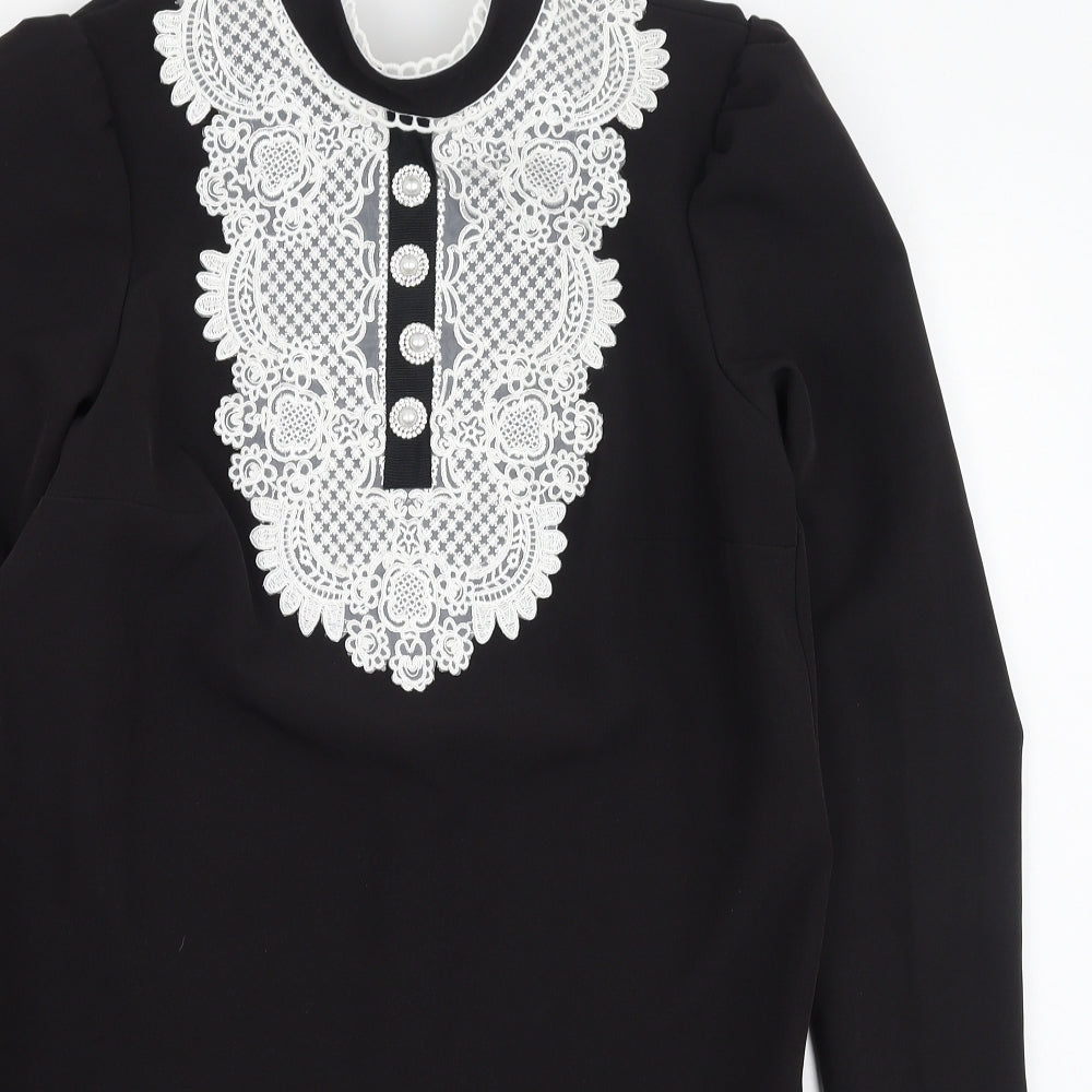 River Island  Womens Black  Polyester Fit & Flare  Size 10  High Neck
