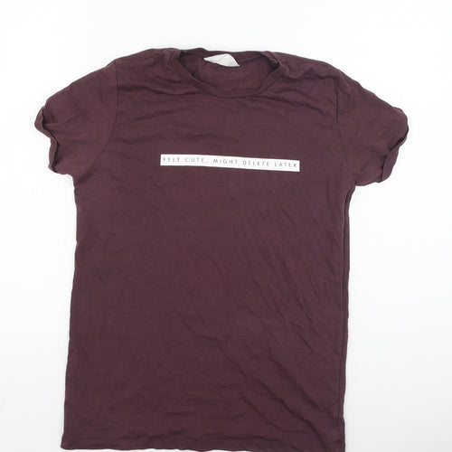 Primark  Womens Brown  Cotton Basic T-Shirt Size S Round Neck