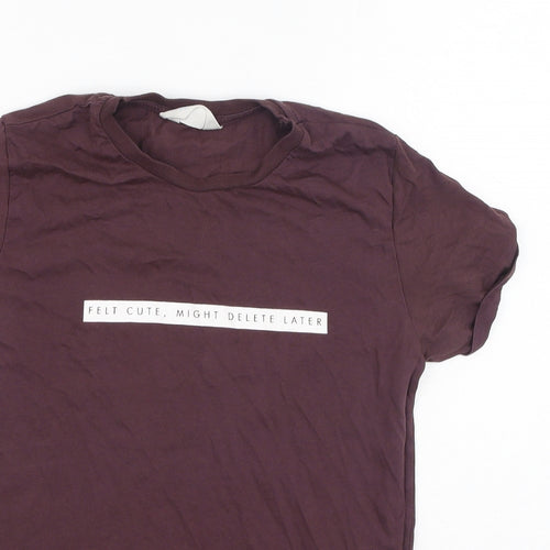 Primark  Womens Brown  Cotton Basic T-Shirt Size S Round Neck