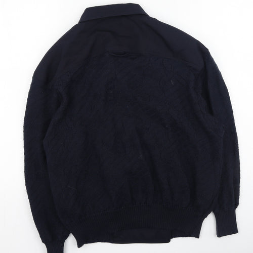 Ravens Womens Blue Collared  Polyester Cardigan Jumper Size M