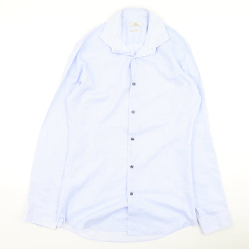 NEXT Mens Blue  Polyester  Button-Up Size 37 Collared
