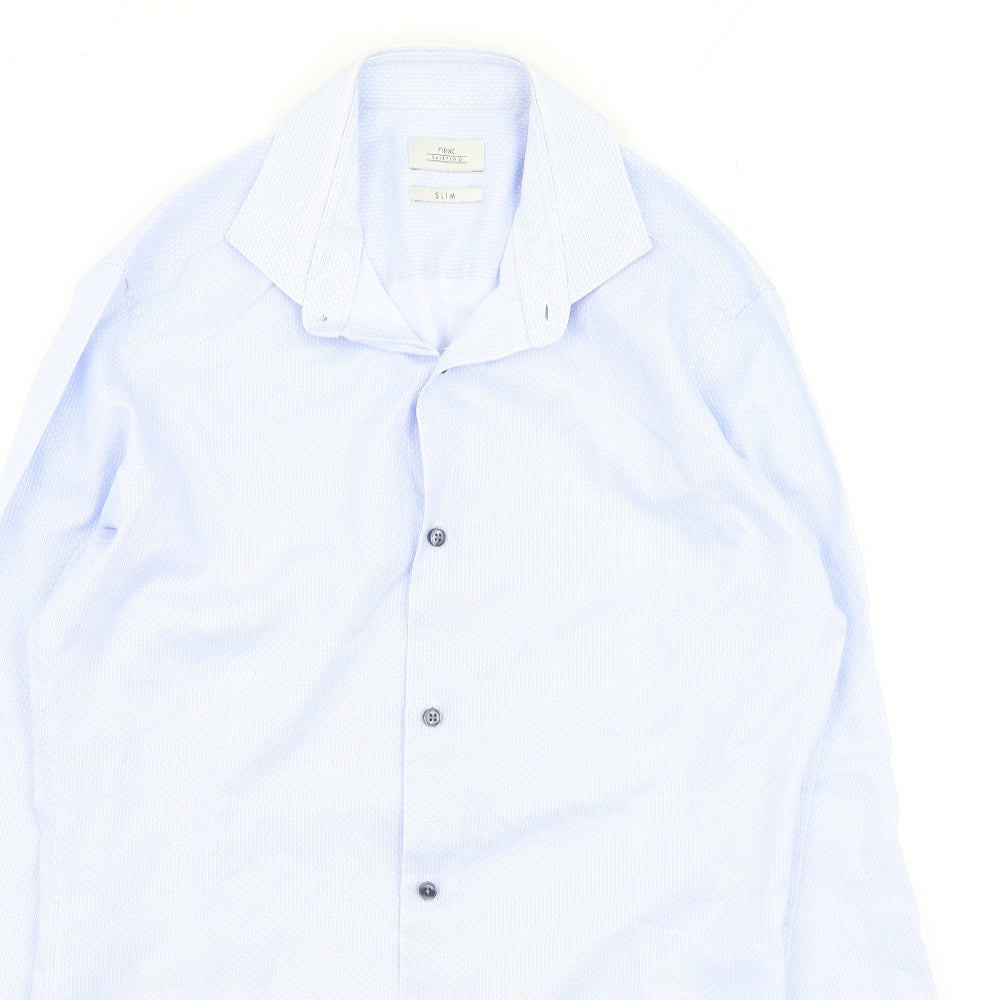NEXT Mens Blue  Polyester  Button-Up Size 37 Collared