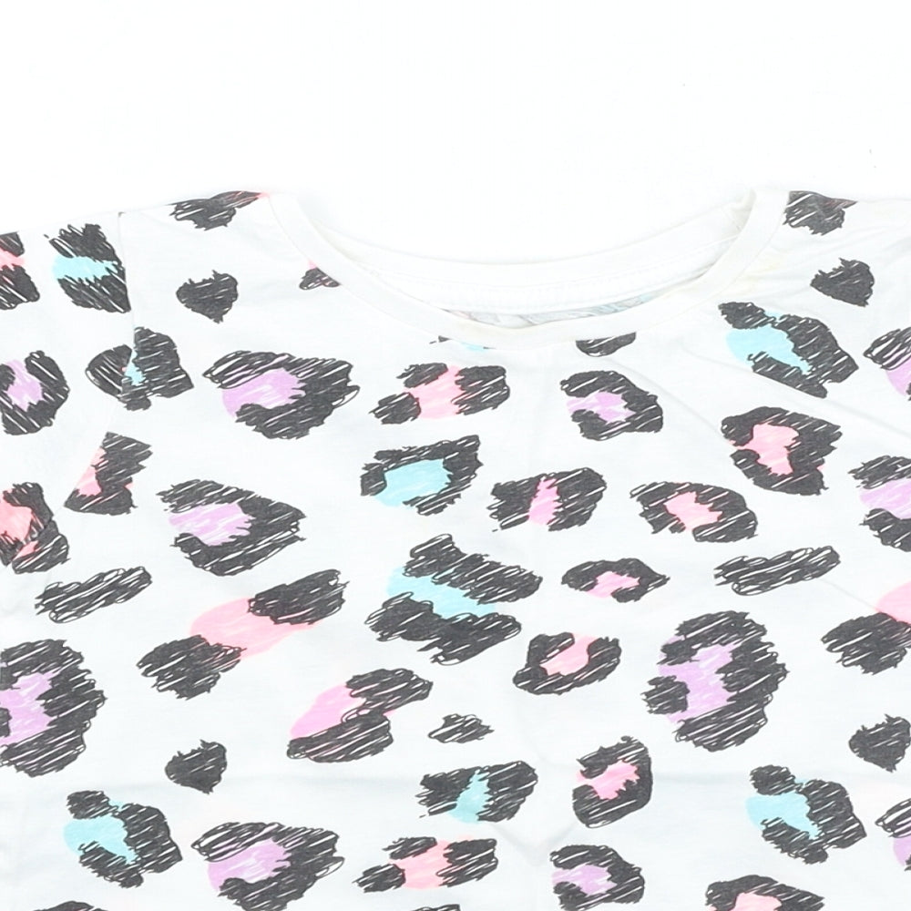Dunnes Stores Girls Multicoloured Animal Print Cotton Basic T-Shirt Size 2-3 Years Round Neck