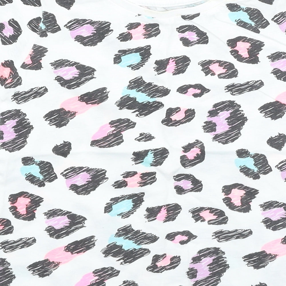 Dunnes Stores Girls Multicoloured Animal Print Cotton Basic T-Shirt Size 2-3 Years Round Neck