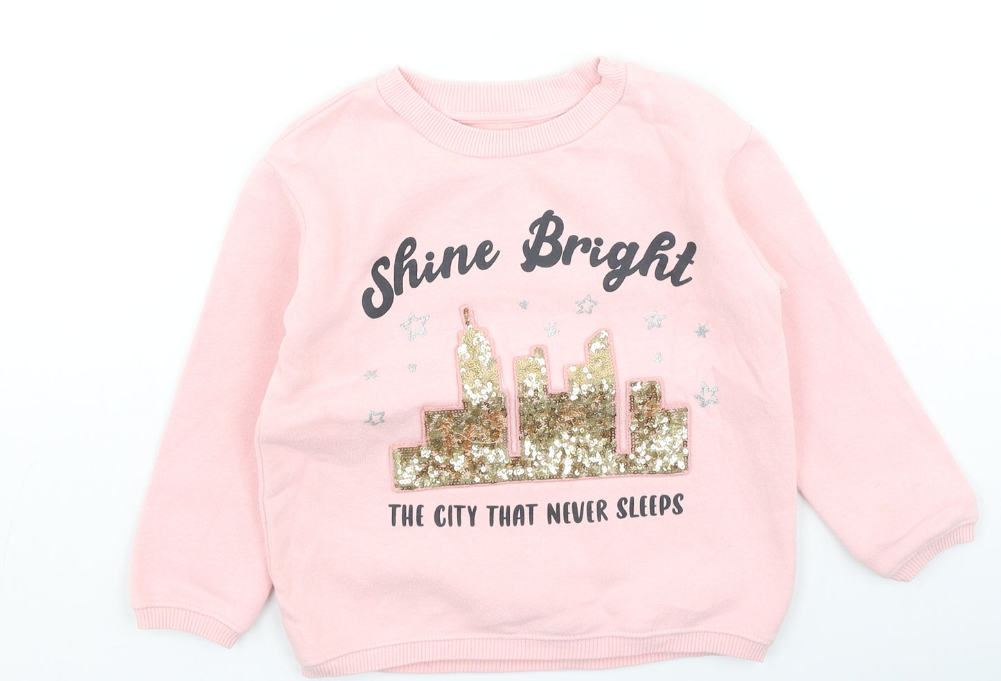 Dunnes Stores Girls Pink  Cotton Pullover Sweatshirt Size 3-4 Years