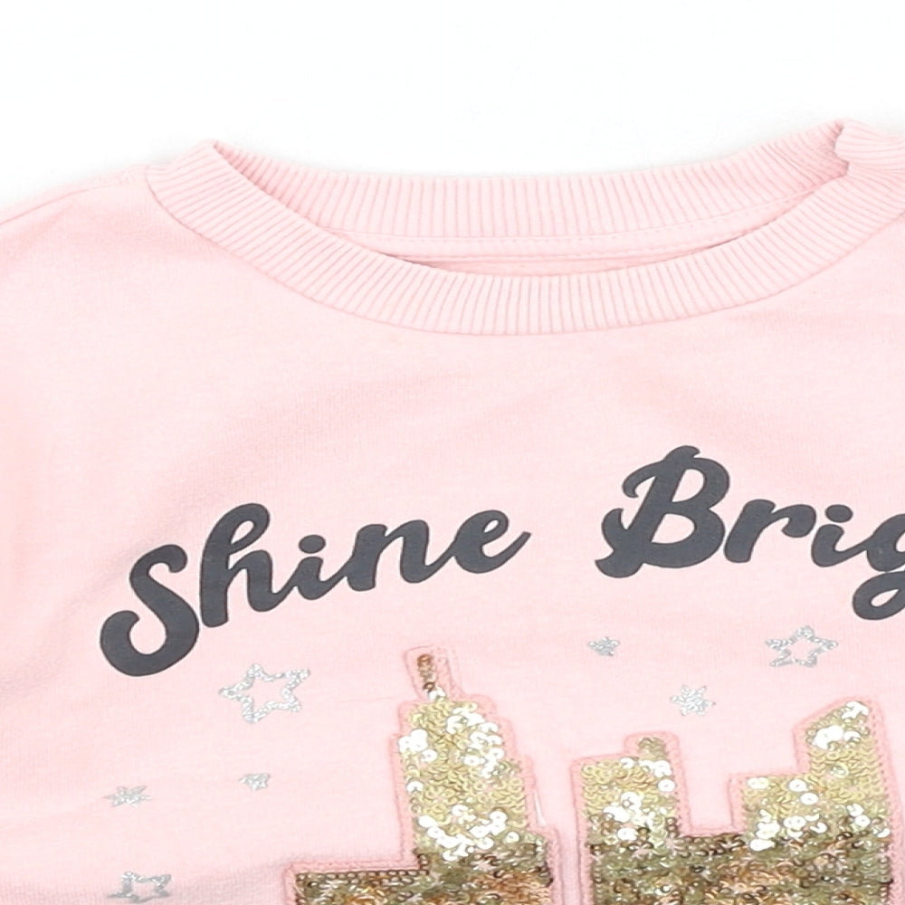 Dunnes Stores Girls Pink  Cotton Pullover Sweatshirt Size 3-4 Years