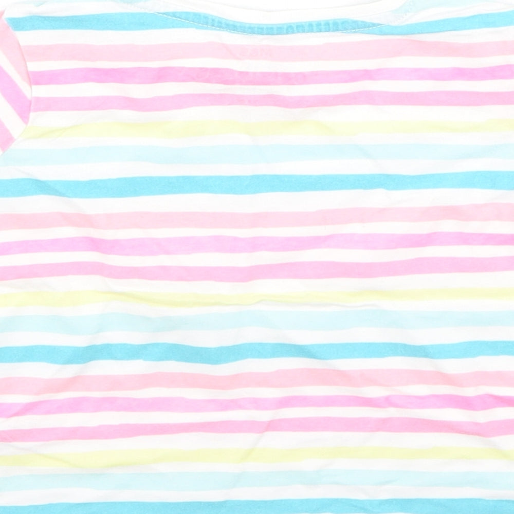 Marks and Spencer Girls Multicoloured Striped Cotton Basic Casual Size 3-4 Years Round Neck
