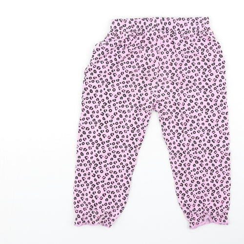 Dunnes Stores Girls Purple Animal Print Cotton Jogger Leggings Size 18-24 Months