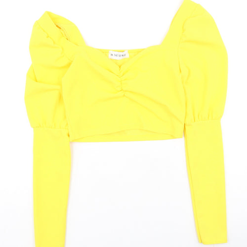 In the Style Womens Yellow  Polyester Basic Blouse Size 6 Square Neck