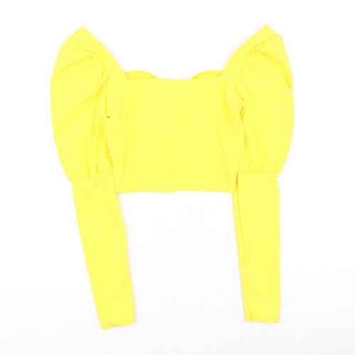 In the Style Womens Yellow  Polyester Basic Blouse Size 6 Square Neck