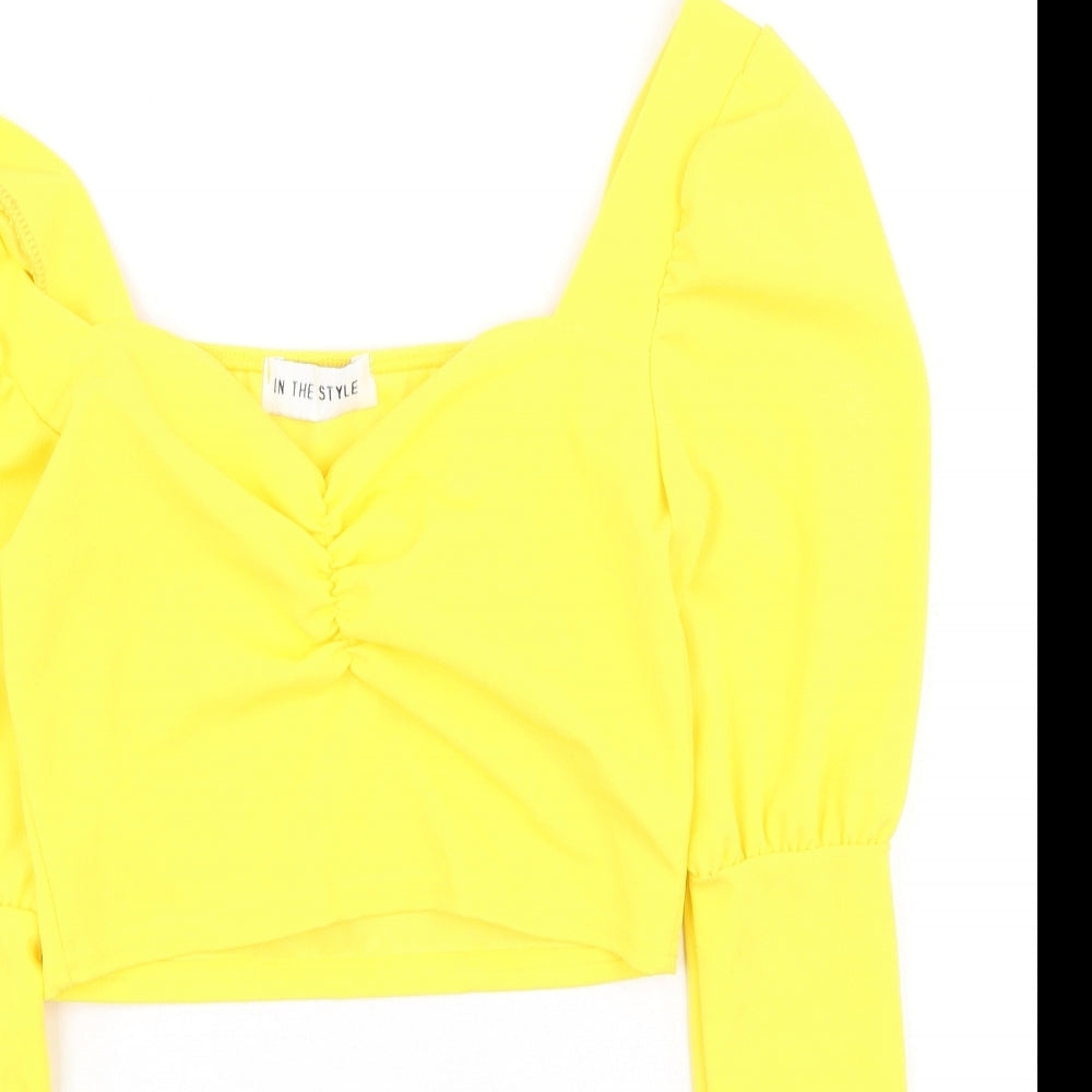 In the Style Womens Yellow  Polyester Basic Blouse Size 6 Square Neck