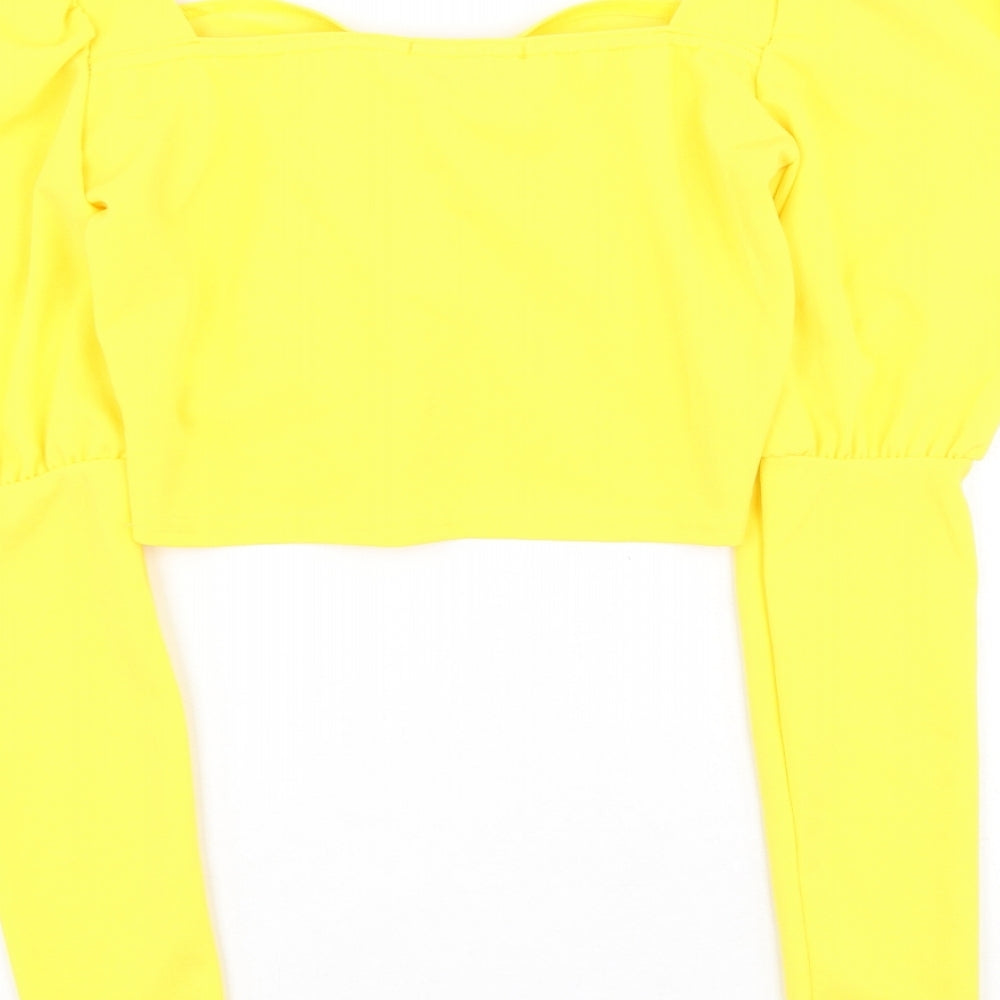 In the Style Womens Yellow  Polyester Basic Blouse Size 6 Square Neck