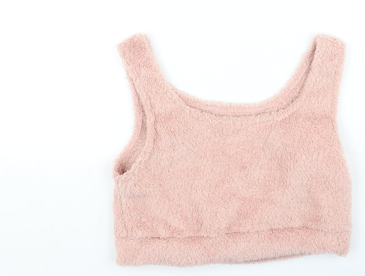 Preworn Womens Pink Polyester Camisole Tank Size L Square Neck