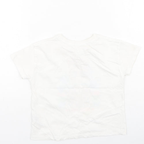 Dunnes Stores Girls White  Cotton Basic Casual Size 4-5 Years Round Neck