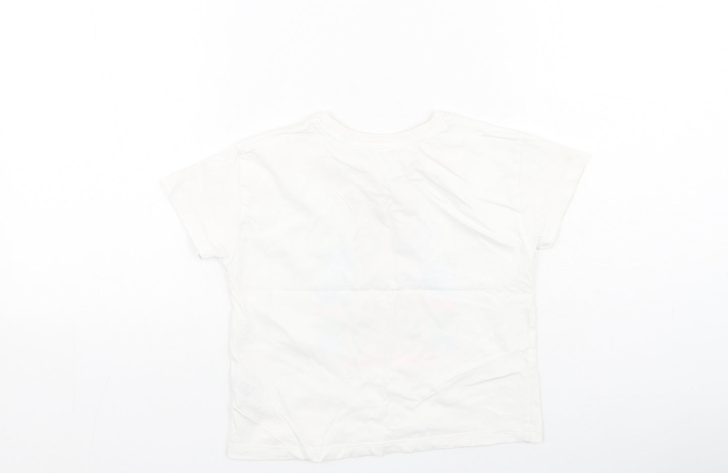 Dunnes Stores Girls White  Cotton Basic Casual Size 4-5 Years Round Neck