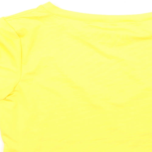 Preworn Womens Yellow  Polyester Basic T-Shirt Size S Round Neck