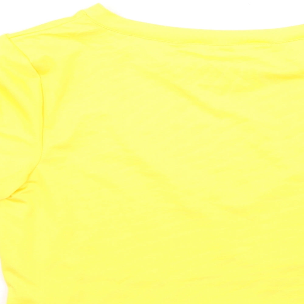 Preworn Womens Yellow  Polyester Basic T-Shirt Size S Round Neck