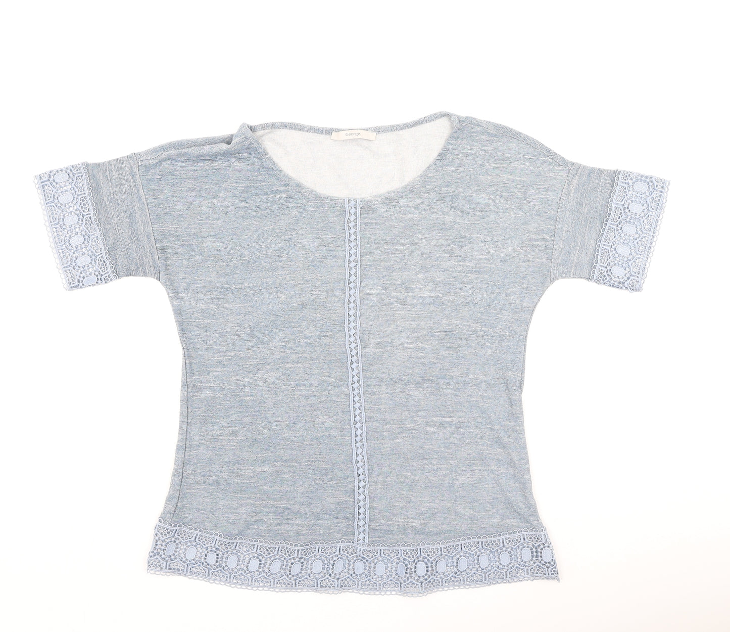 George  Womens Blue  Viscose Basic T-Shirt Size 8 Round Neck