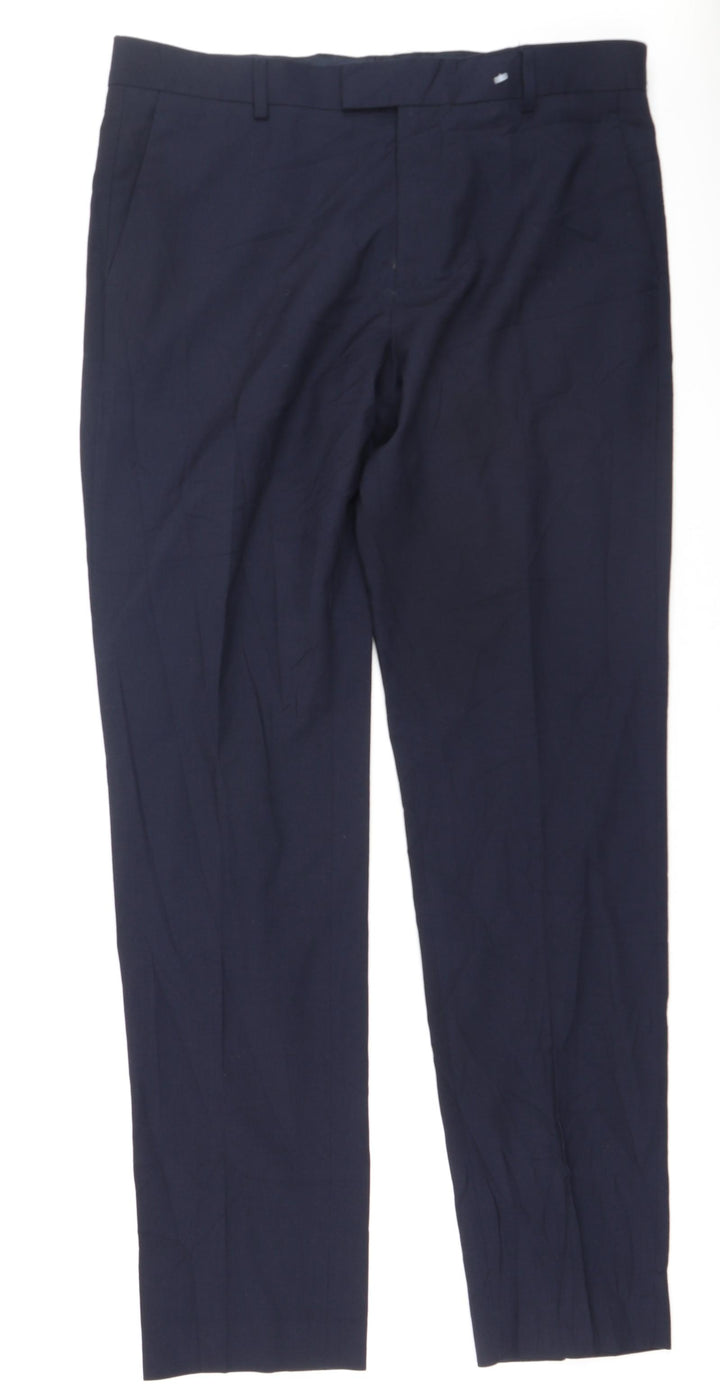 H&M Womens Blue  Viscose Trousers  Size 34 L32.5 in Regular