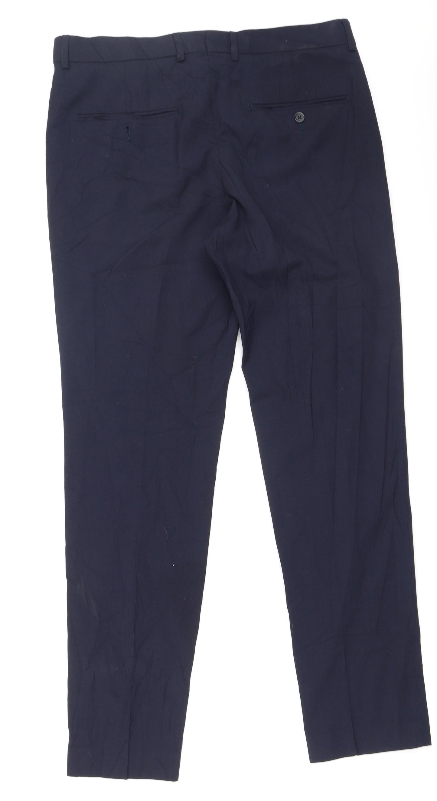H&M Womens Blue  Viscose Trousers  Size 34 L32.5 in Regular