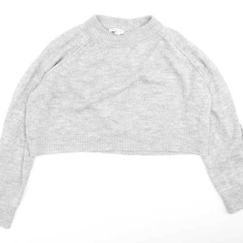Topshop Womens Grey High Neck  Acrylic Pullover Jumper Size M