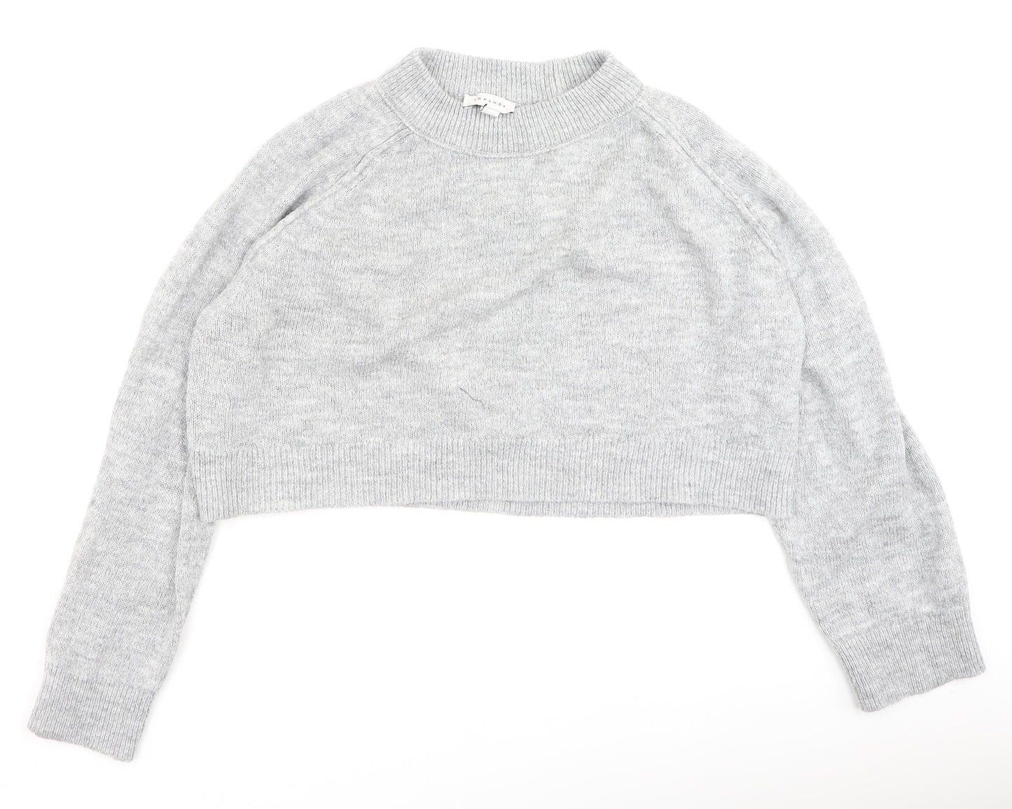 Topshop Womens Grey High Neck  Acrylic Pullover Jumper Size M