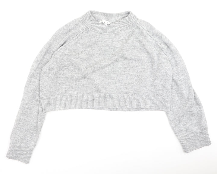 Topshop Womens Grey High Neck  Acrylic Pullover Jumper Size M