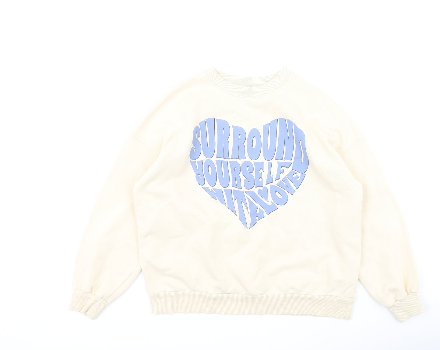 Pull&Bear Womens Beige  Cotton Pullover Sweatshirt Size XS