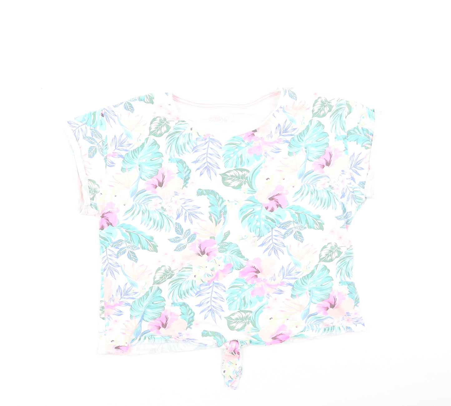 Marks and Spencer Girls Multicoloured Floral Cotton Basic Casual Size 10-11 Years Round Neck