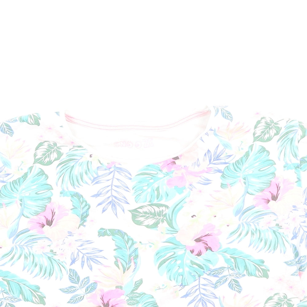Marks and Spencer Girls Multicoloured Floral Cotton Basic Casual Size 10-11 Years Round Neck