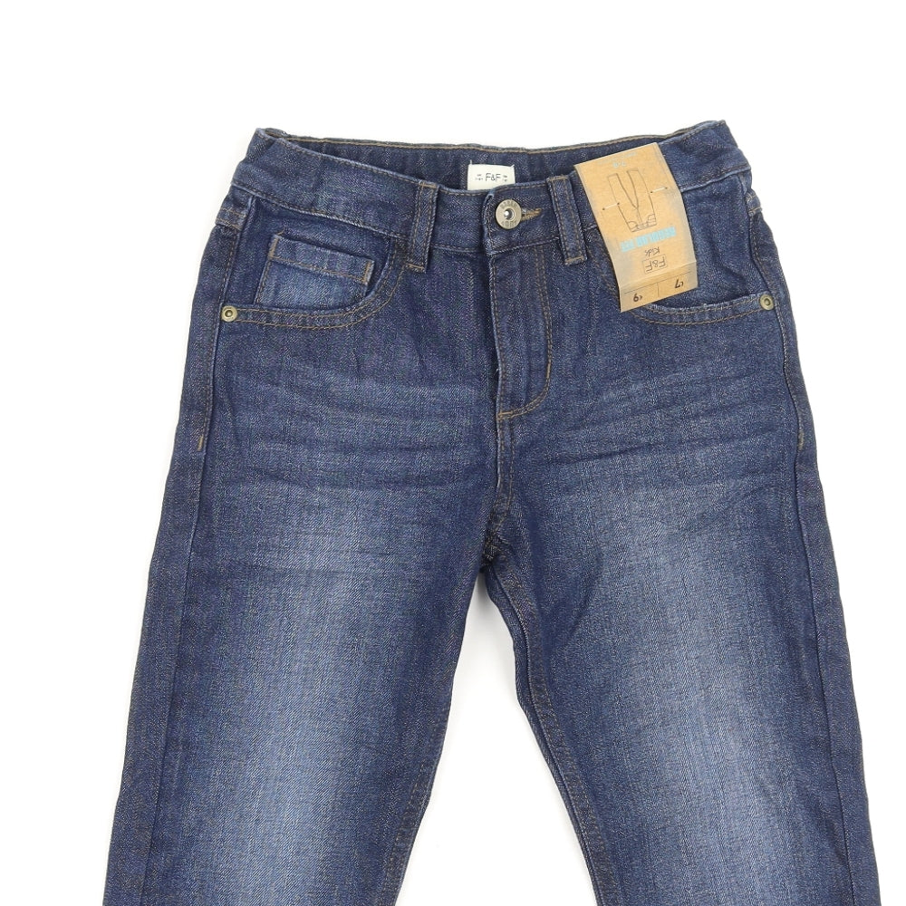F&F Boys Blue  Cotton Skinny Jeans Size 7-8 Years  Regular
