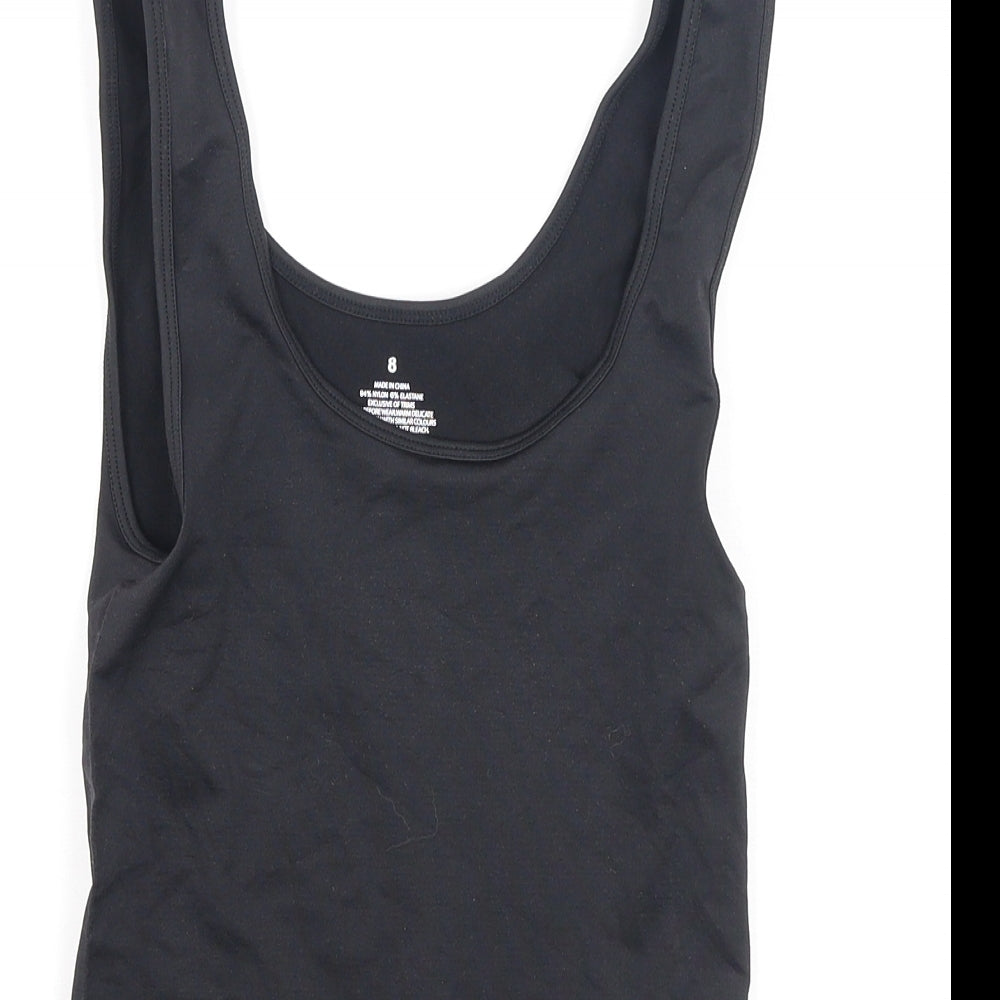Preworn Womens Black  Nylon Camisole Tank Size 8 Round Neck
