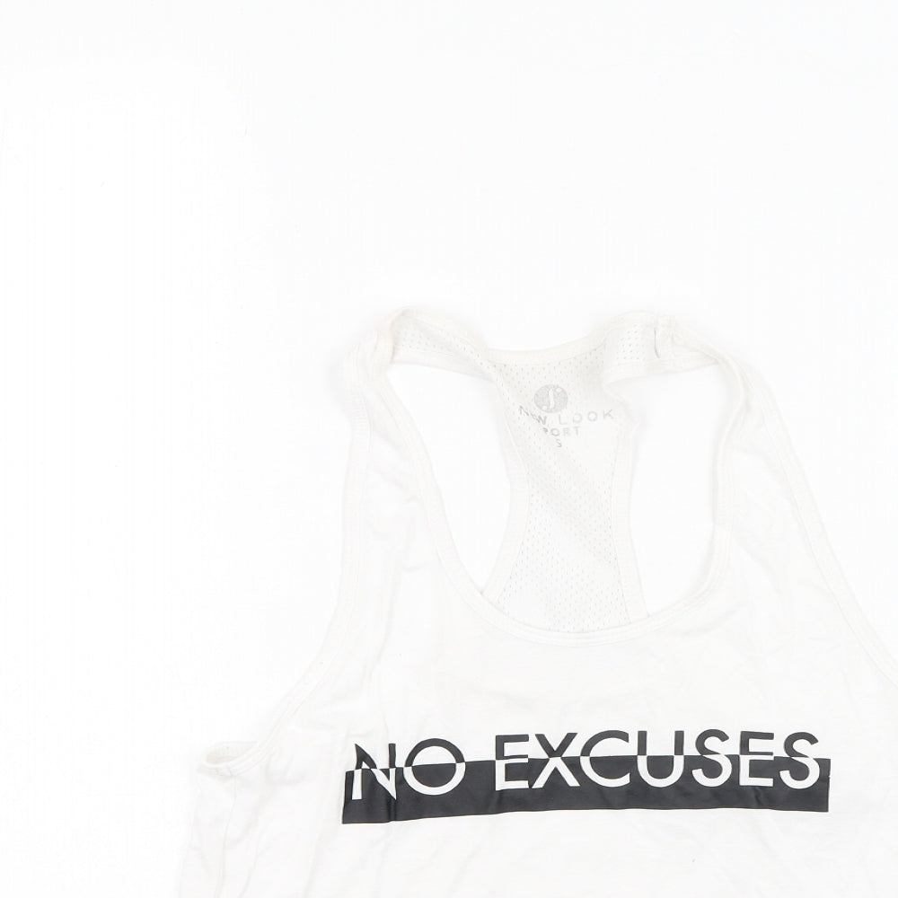 New Look Womens White  Polyester Basic Tank Size S Round Neck