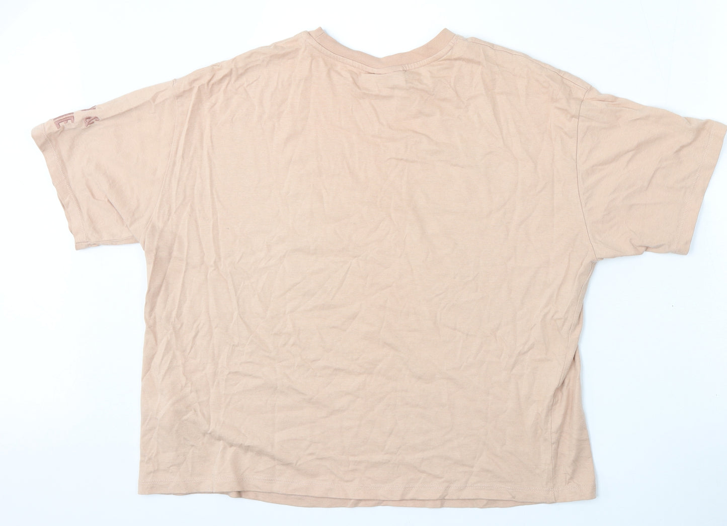 Primark Womens Beige  Cotton Basic T-Shirt Size M Round Neck - disney, mickey mouse