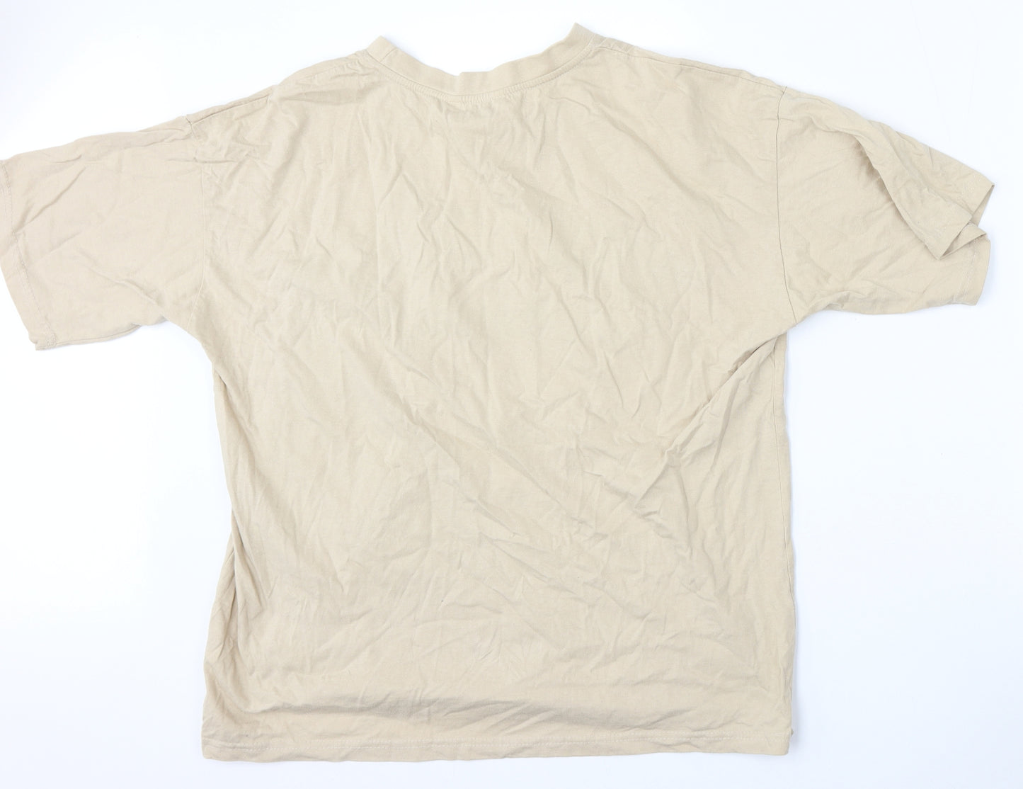 Pep & CO Womens Beige  Cotton Basic T-Shirt Size M Round Neck