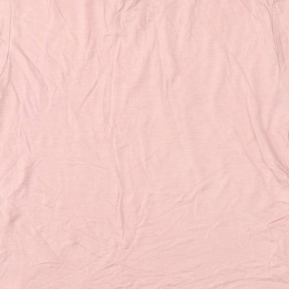 Divided by H&M Womens Pink  Viscose Basic T-Shirt Size S Round Neck
