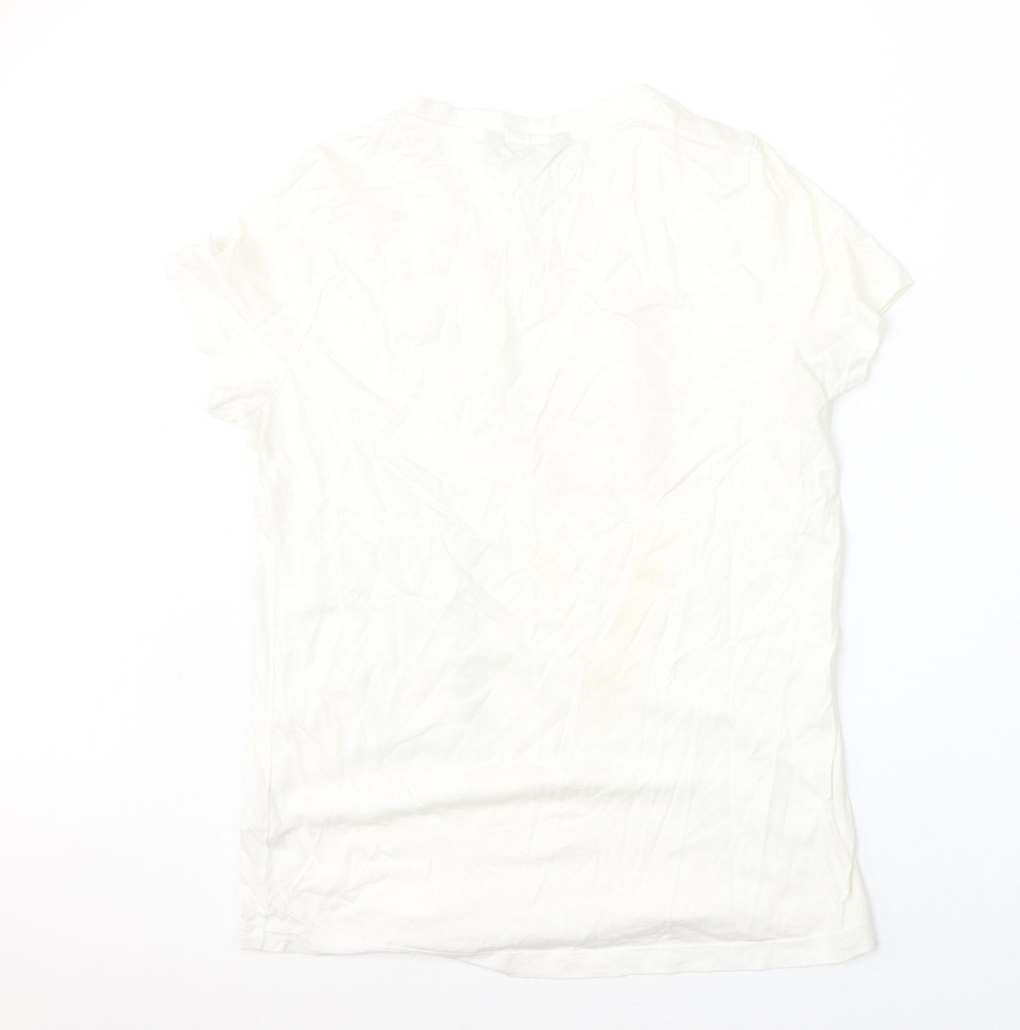 F&F Womens White  Modacrylic Basic T-Shirt Size 8 Round Neck